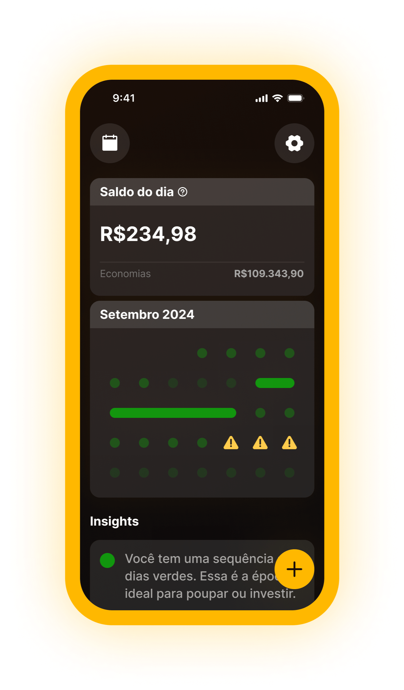 Celular com o app Moni na tela
